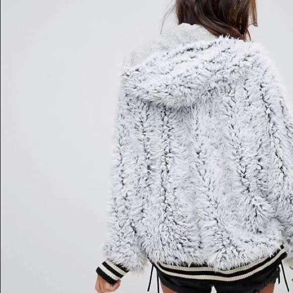 Free People Furry Dolman Jacket Grey - Picture 11 of 12